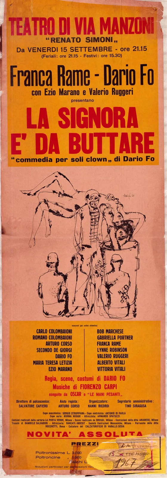 La signora è da buttare, Franca Rame e Dario Fo, 1967 - 37x98 cm (manifesto)