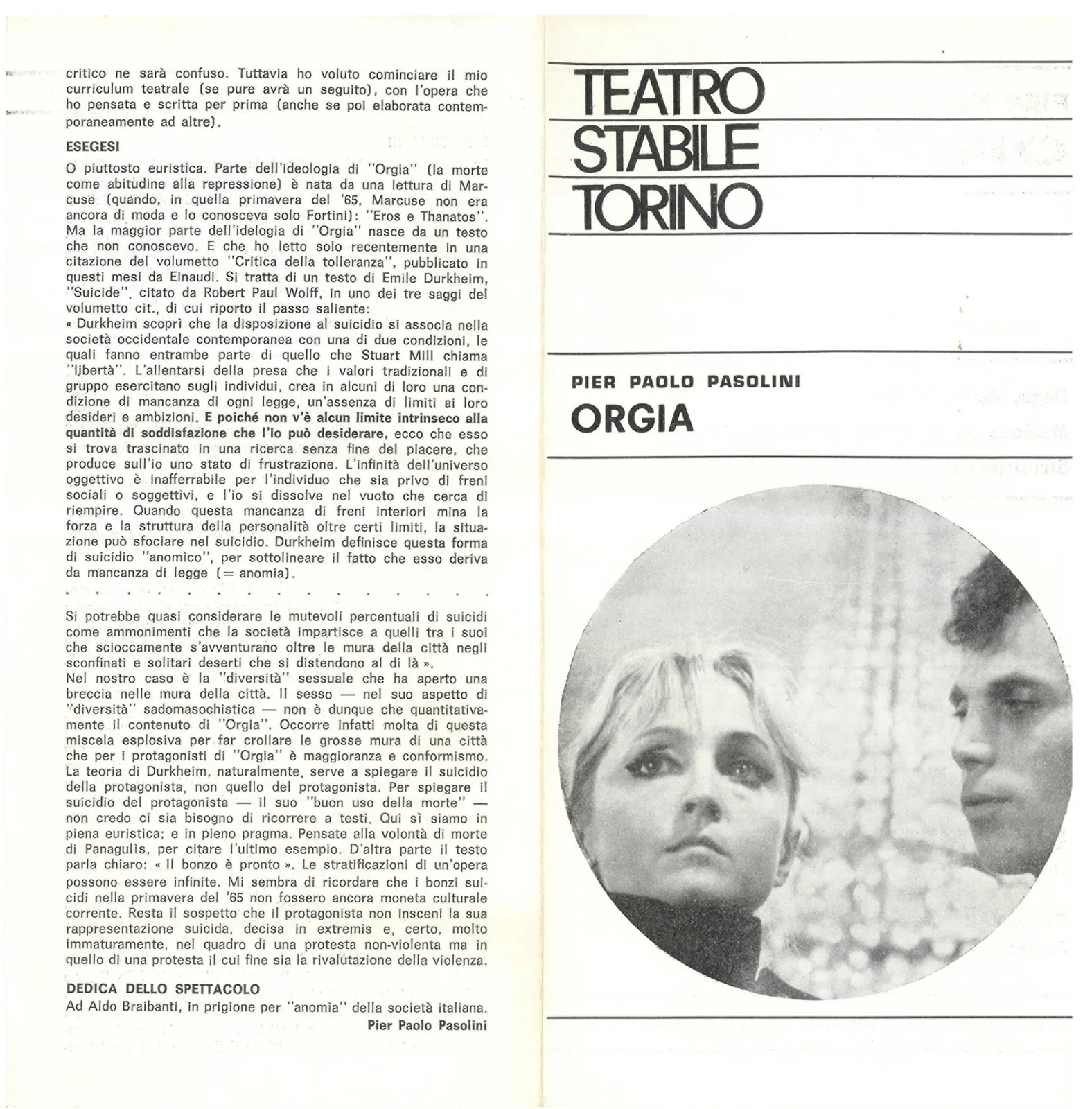 Orgia, Teatro stabile Torino, 1968/69 - 21x20,08 cm (pieghevole)