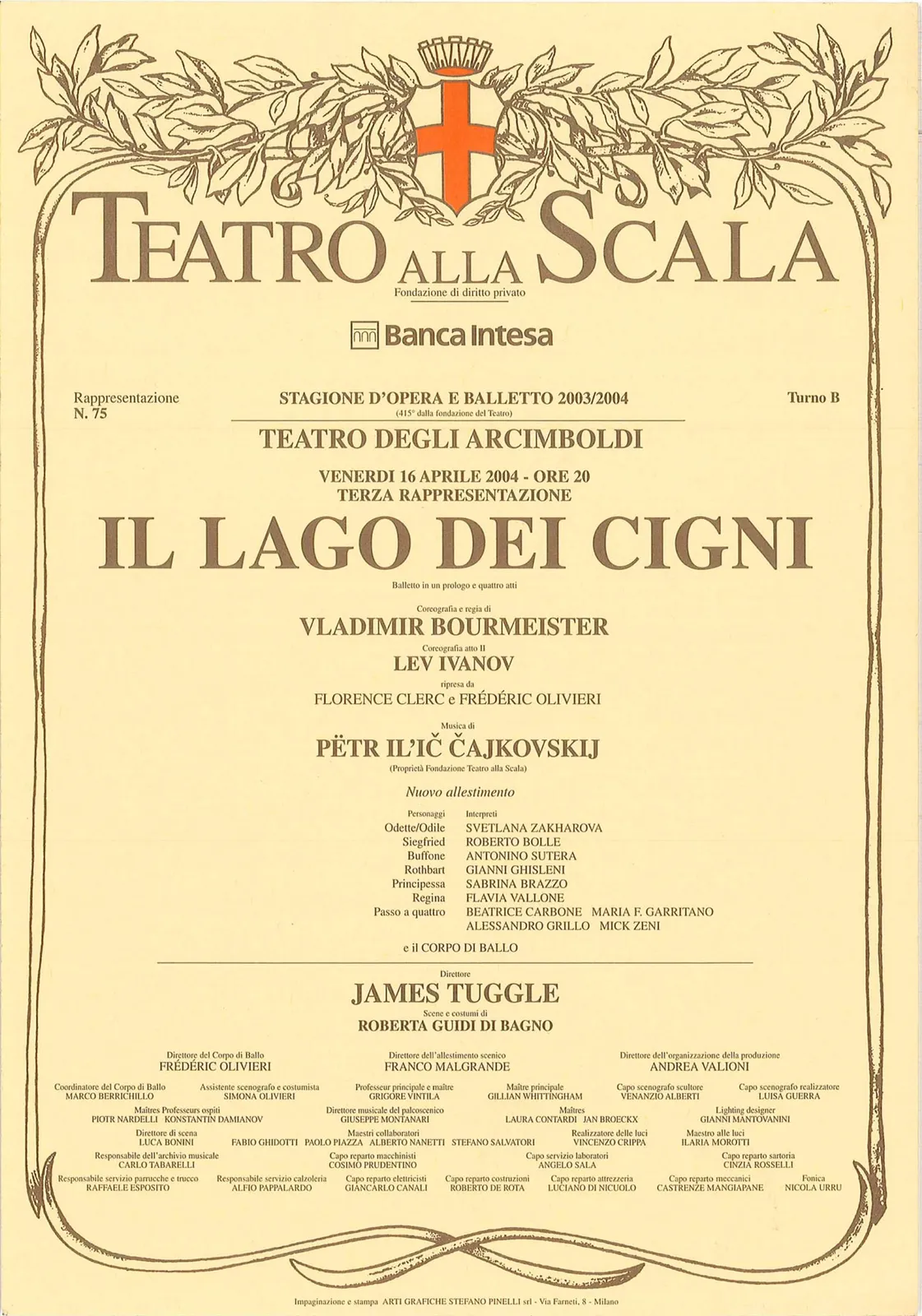 Il lago dei cigni, Teatro alla Scala, 2004 - 14,8x21 cm (locandina A5)