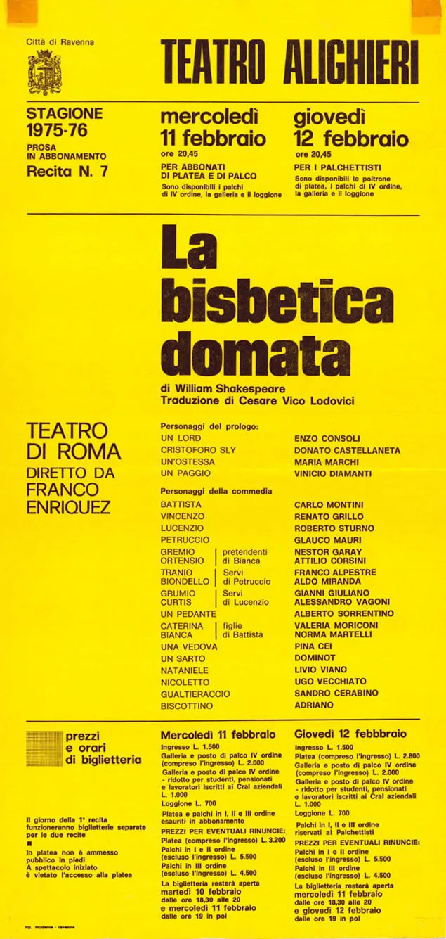 La bisbetica domata, Teatro Alighieri, 1976 - 23x47,7 cm (locandina)