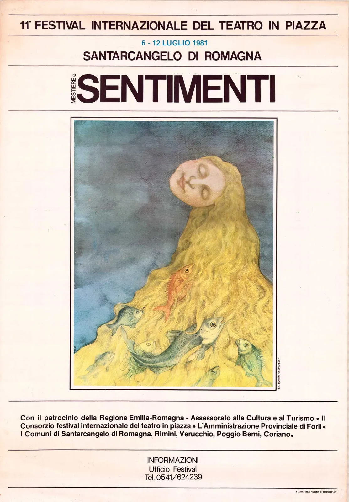 Mestiere e sentimenti, 11° Festival internazionale del Teatro in Piazza, Santarcangelo, 1981 - 70x100 cm (manifesto)