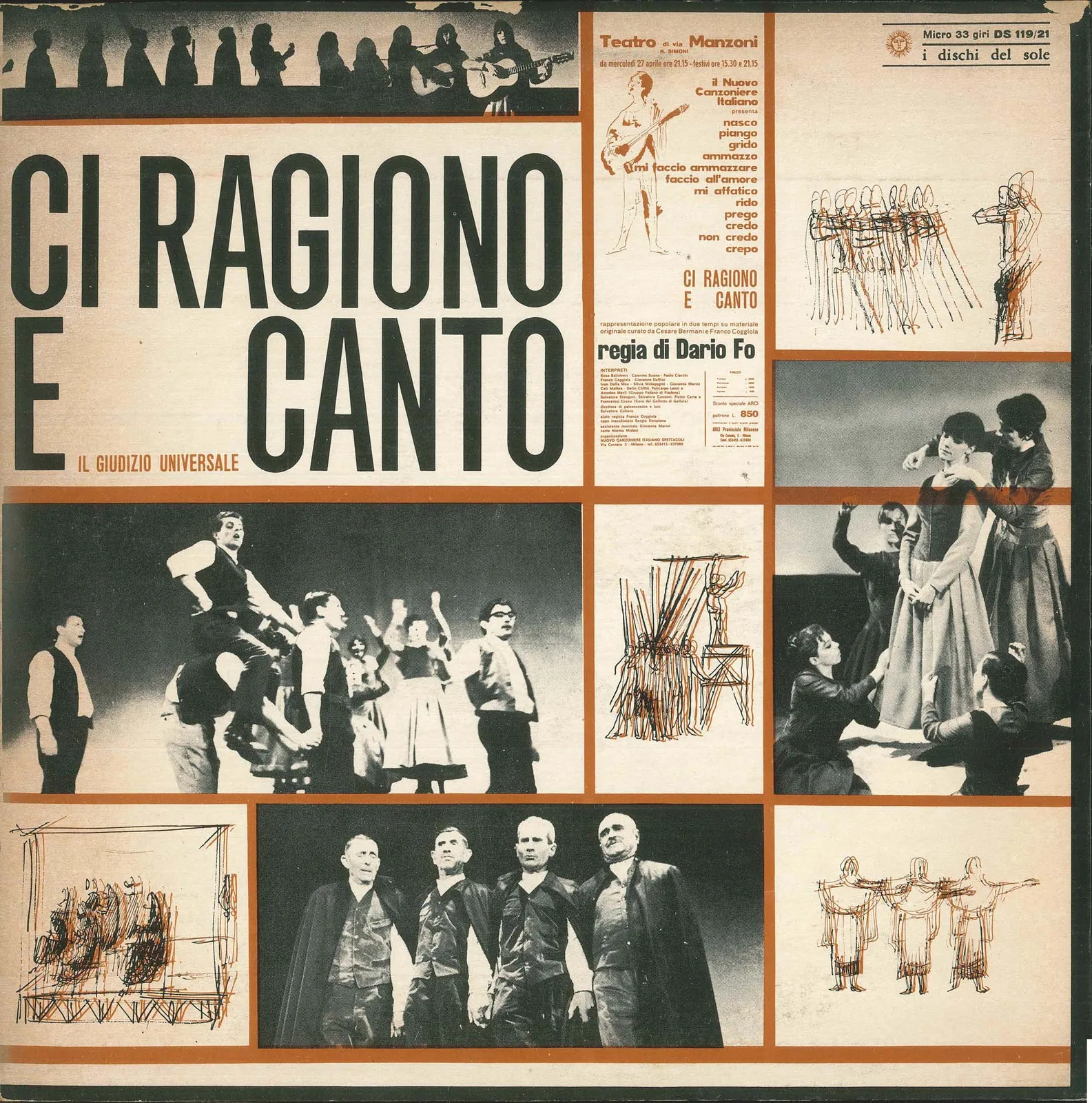 Ci ragiono e canto, Dario Fo, Piccolo Teatro di Milano, 1966/1976 - 31,3x31,3 cm (disco)